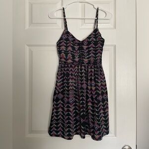 Roxy Black Multicolor Pattern Mini Dress XS